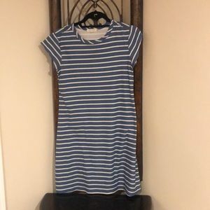 Blue and White Striped T-Shirt Dress